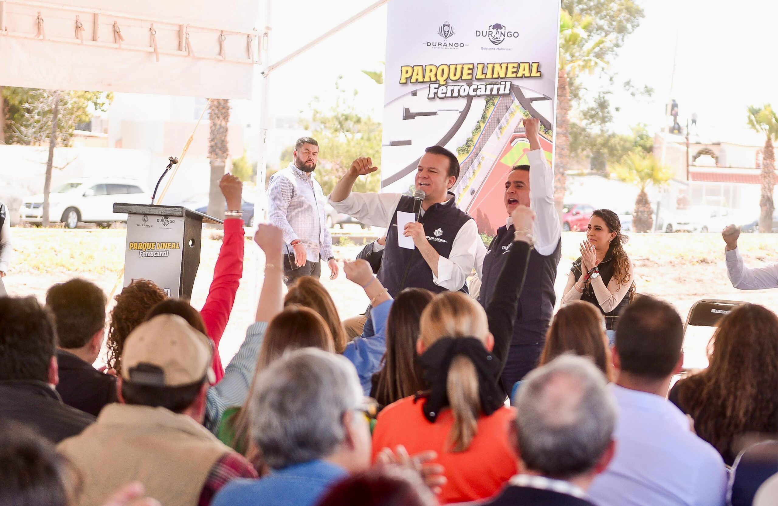 Arrancan Esteban y Toño construcción del primer Parque Lineal; Durango contará con más áreas de convivencia para las familias.